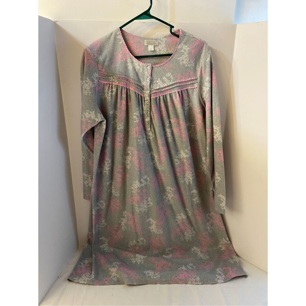 Celestial dreams Xl fleece gown gray pink rn #17373‎